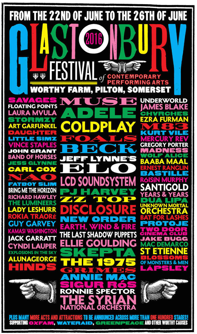 Glastonbury Festival of Contemporary Performing Arts 2016 Bands
